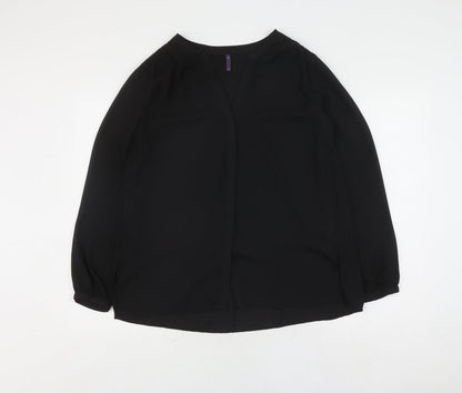 NYDJ Women's Black V-Neck Blouse, Size S, Casual Elegance