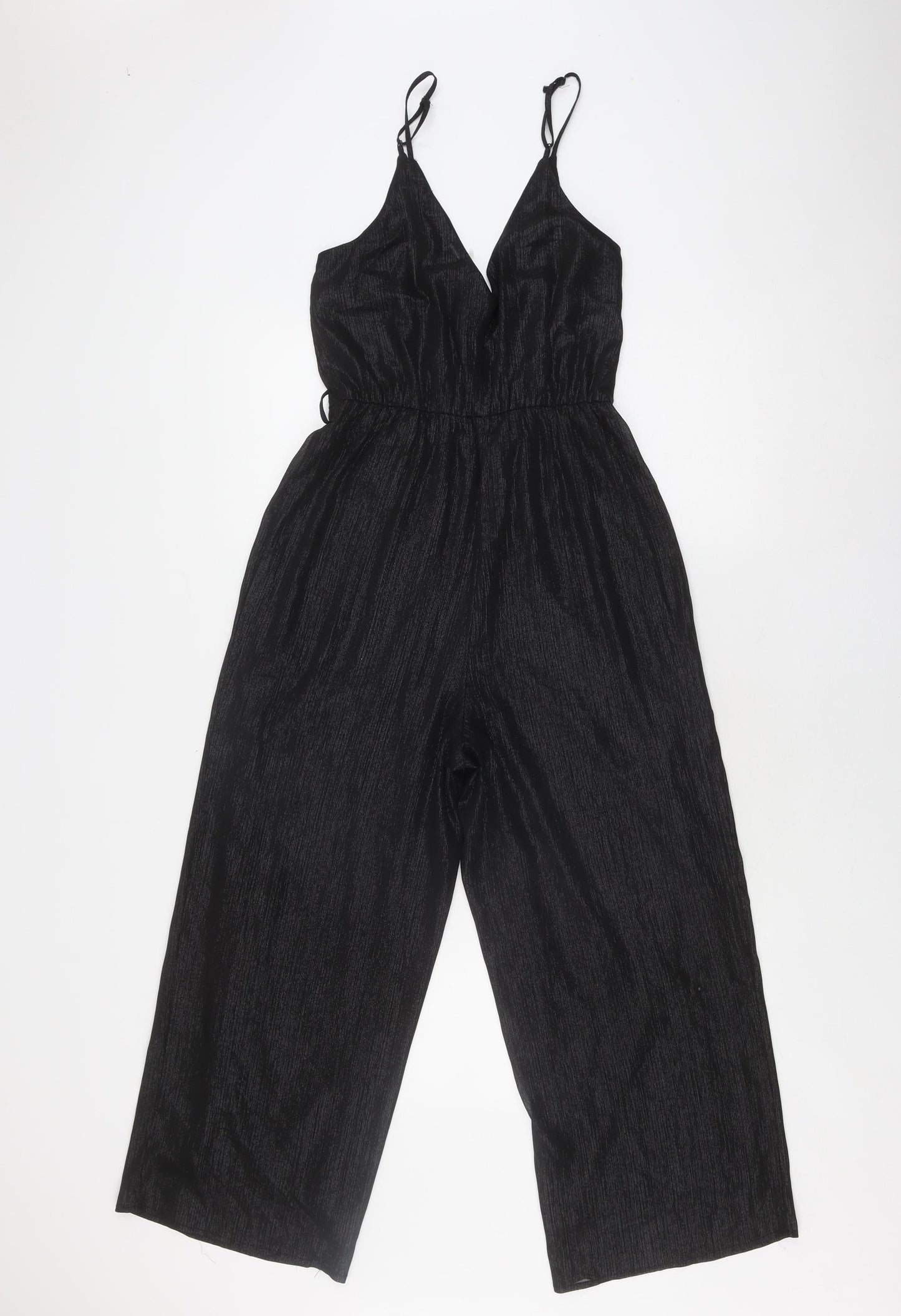 H&M Women Black Jumpsuit Size 10 V-Neck Sleeveless