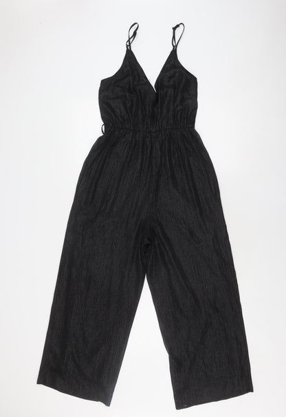 H&M Women Black Jumpsuit Size 10 V-Neck Sleeveless