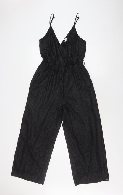 H&M Women Black Jumpsuit Size 10 V-Neck Sleeveless