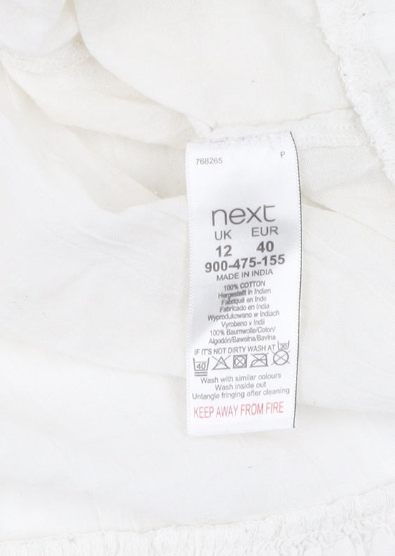 Womens UK Size 12 NEXT White Tunic Blouse