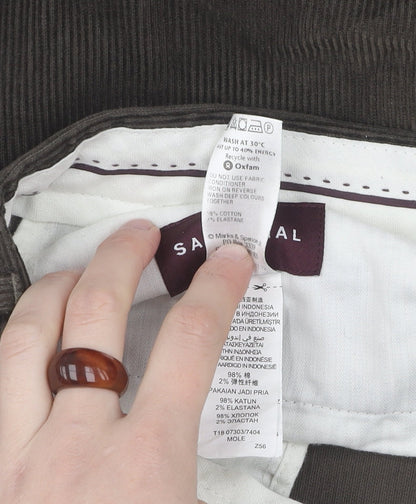 Marks and Spencer Men's Brown Corduroy Dress Pants