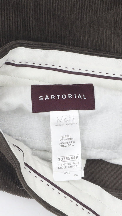 Marks and Spencer Men's Brown Corduroy Dress Pants