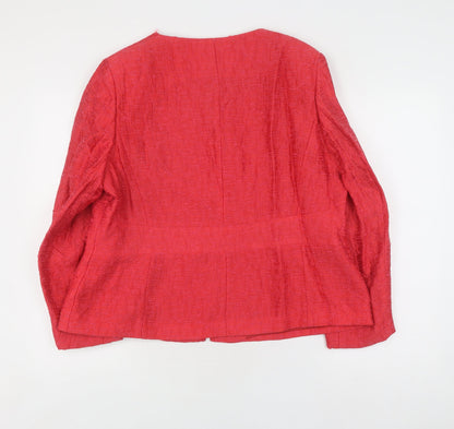 Viyella Women's Red Bouclé Blazer Jacket Size 18