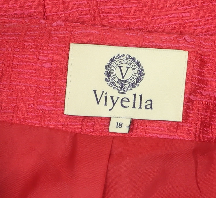 Viyella Women's Red Bouclé Blazer Jacket Size 18