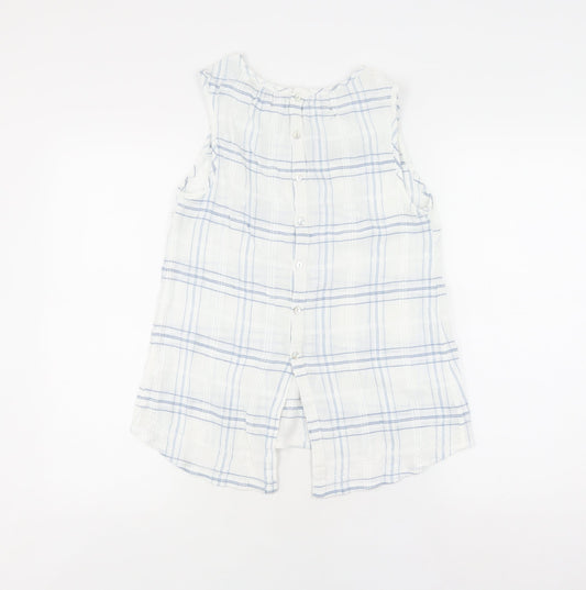 Fatface Women Ivory Check Tunic Blouse Size 8