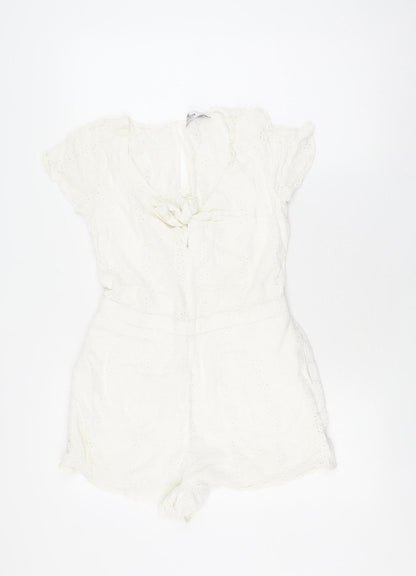 Hollister Women's White Sleeveless Playsuit, M