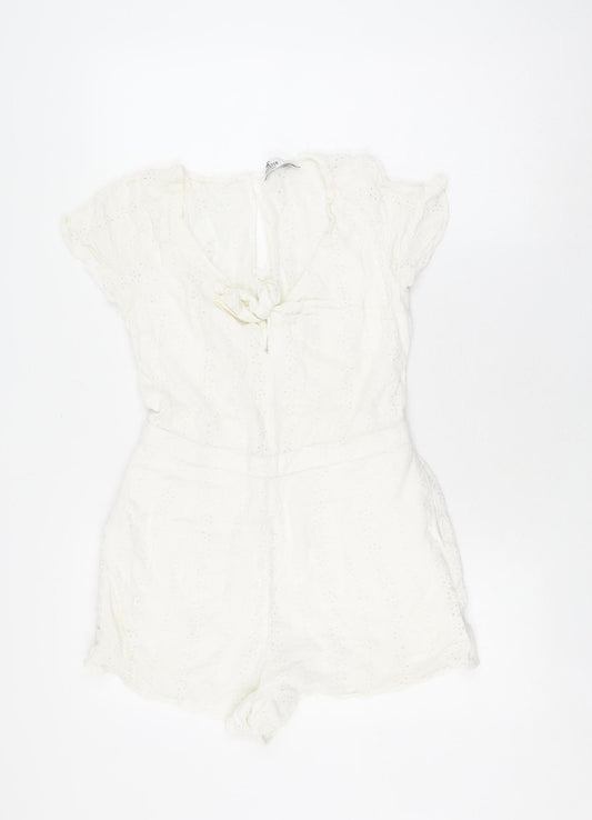 Hollister Women's White Sleeveless Playsuit, M