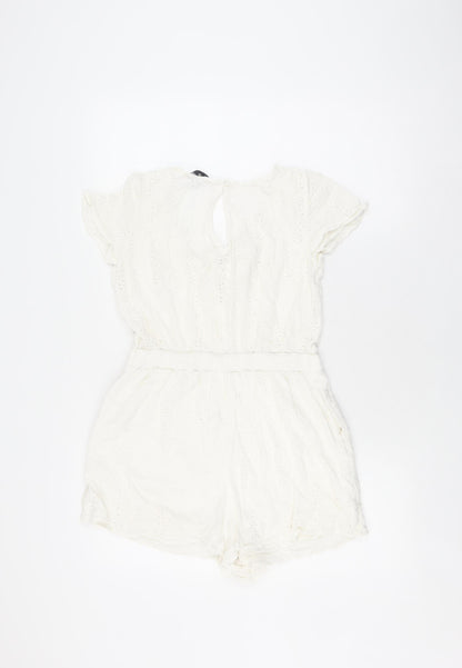 Hollister Women's White Sleeveless Playsuit, M
