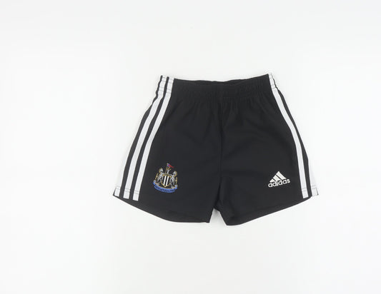 Additional front view of Adidas boys’ black athletic shorts 2-3 years