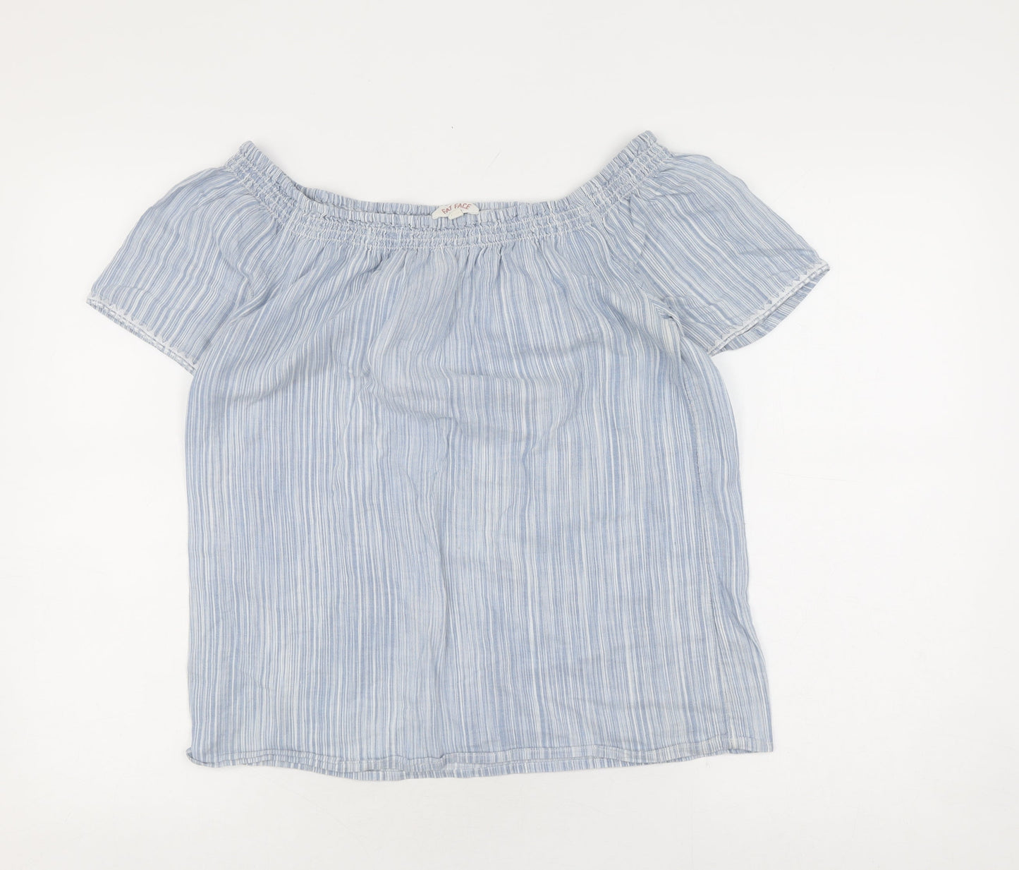 Womens UK Size 10 Fat Face Blue Off the Shoulder Blouse