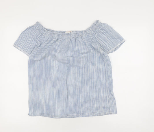 Womens UK Size 10 Fat Face Blue Off the Shoulder Blouse