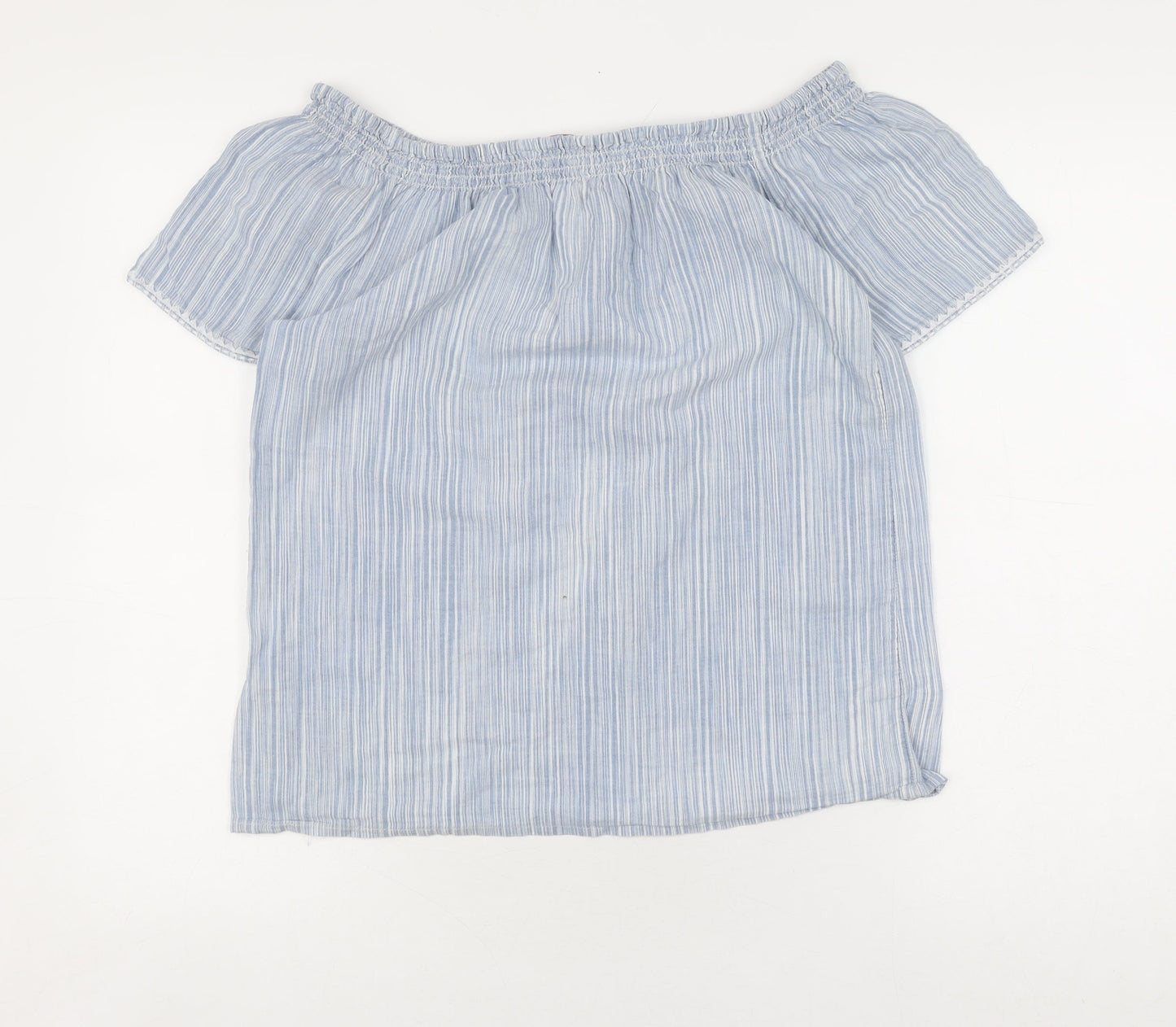 Womens UK Size 10 Fat Face Blue Off the Shoulder Blouse