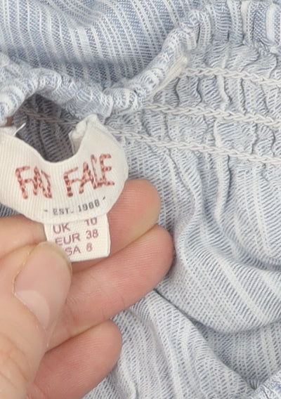 Womens UK Size 10 Fat Face Blue Off the Shoulder Blouse