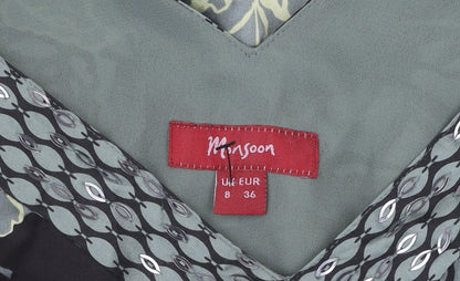 Monsoon Women's Grey Floral A-Line Dress Size 8