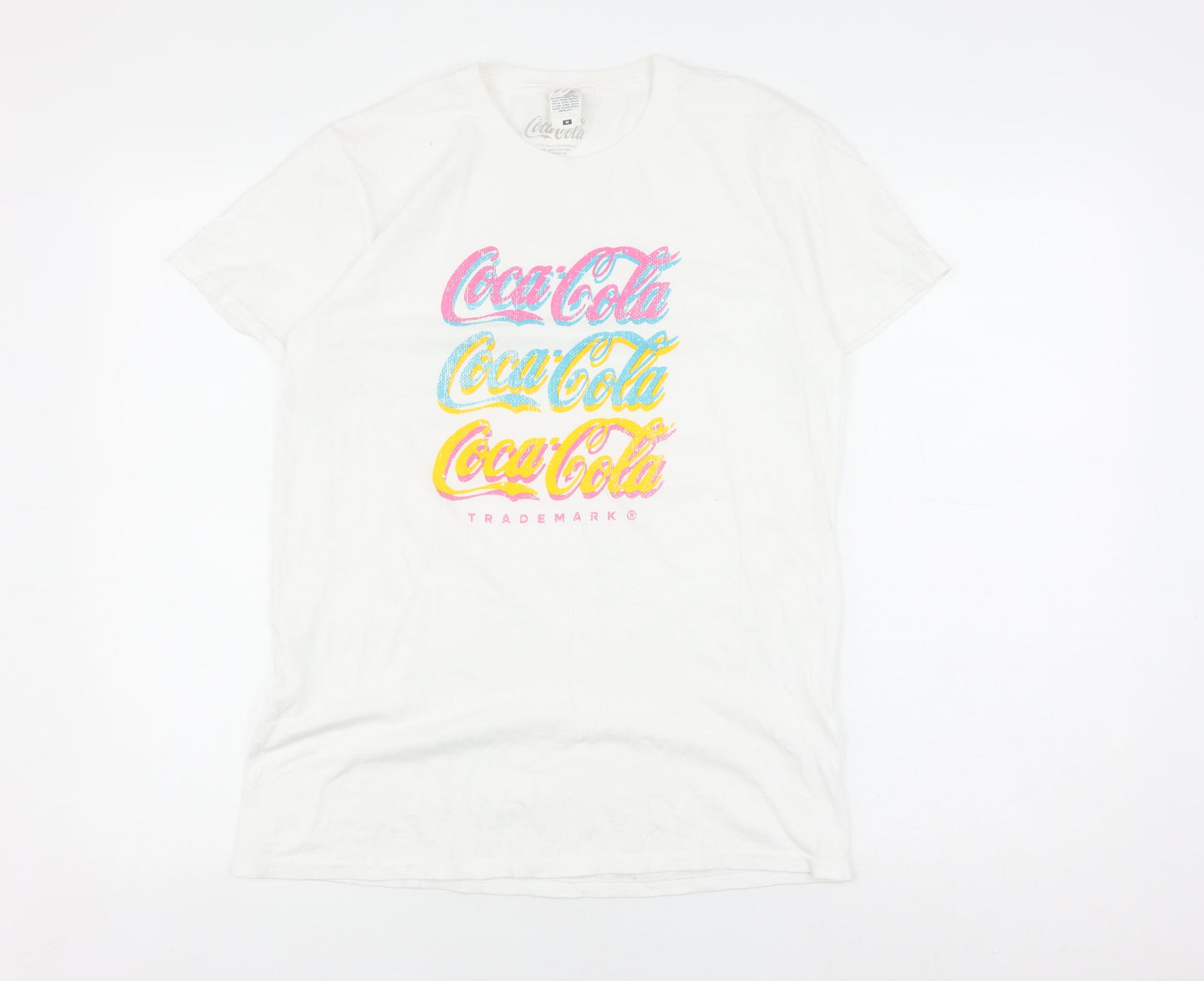 Unisex Adults UK Size M Coca-Cola White Basic T-Shirt