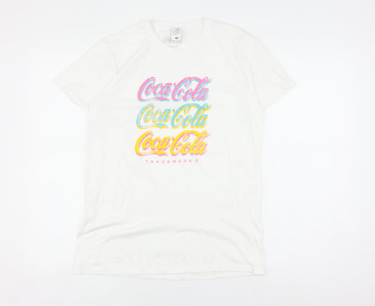 Unisex Adults UK Size M Coca-Cola White Basic T-Shirt