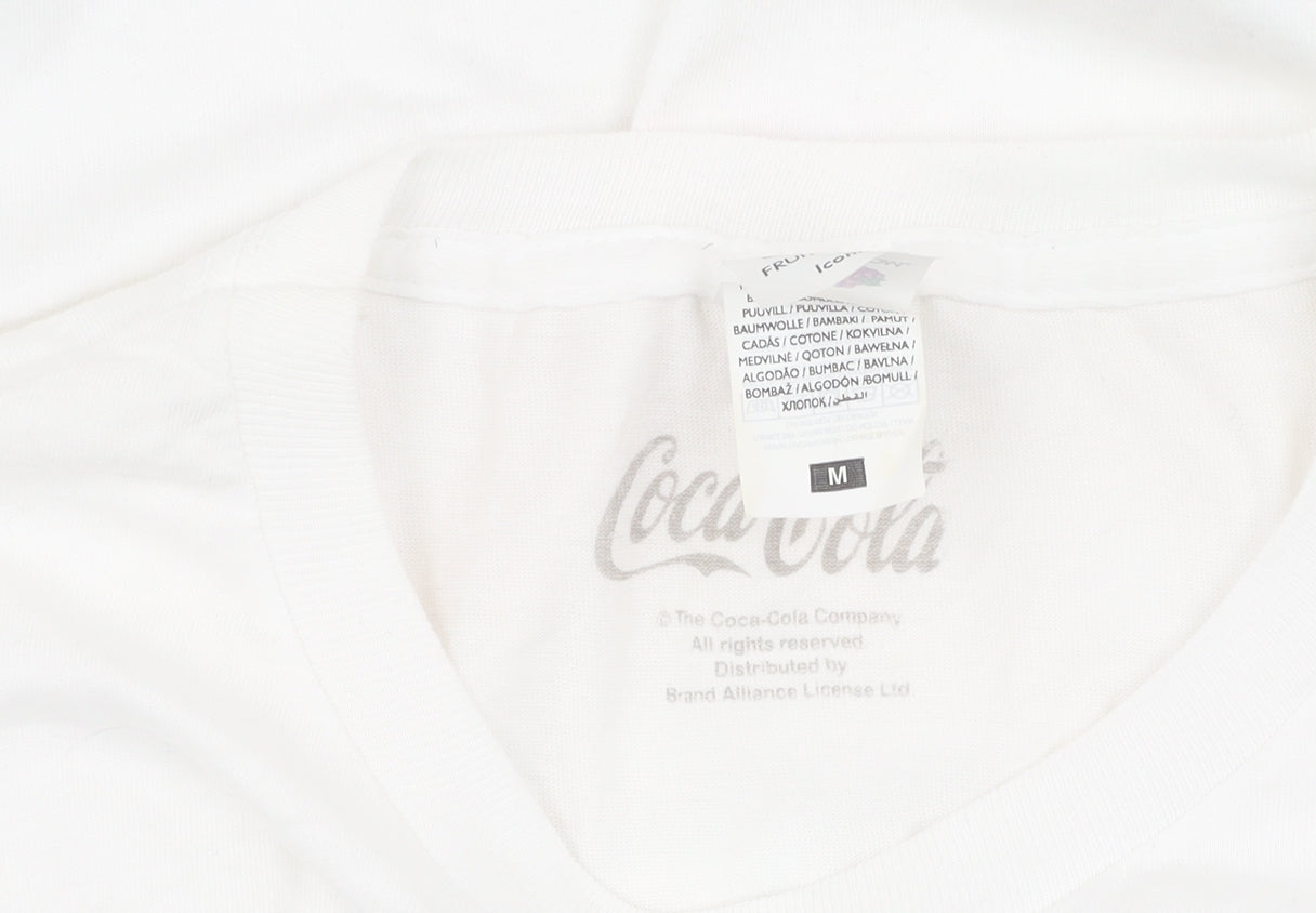Unisex Adults UK Size M Coca-Cola White Basic T-Shirt