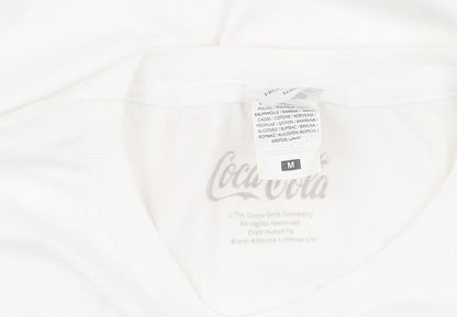 Unisex Adults UK Size M Coca-Cola White Basic T-Shirt