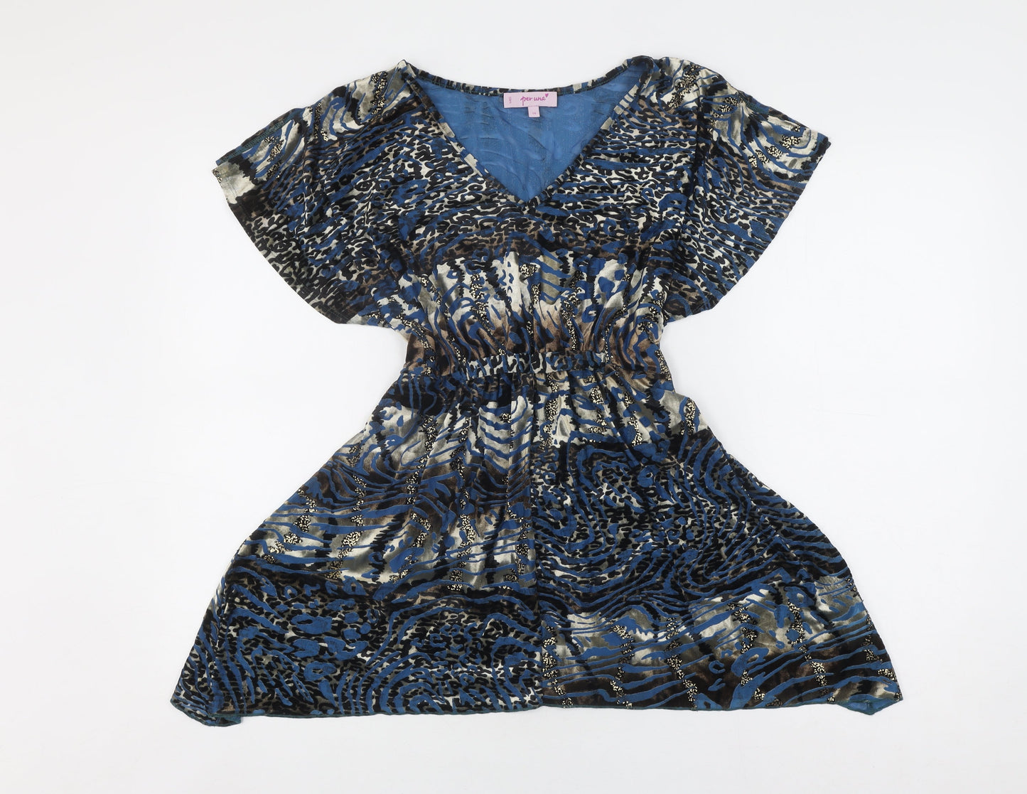 Womens UK Size 14 Marks and Spencer Blue Tunic Blouse