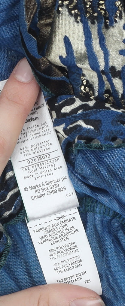 Womens UK Size 14 Marks and Spencer Blue Tunic Blouse
