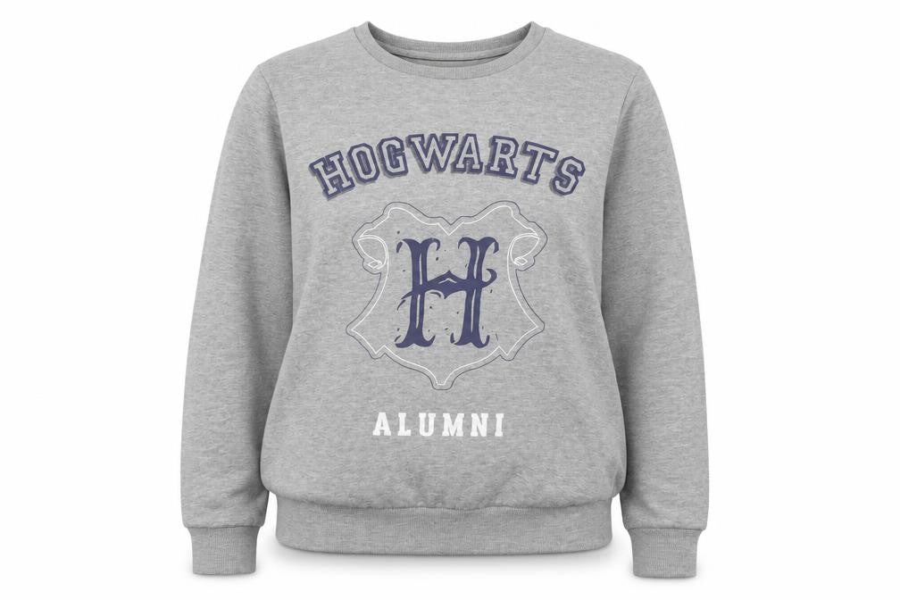 Front view of Harry Potter Grey unisex pullover sweatshirt s
