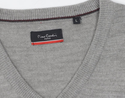 Pierre Cardin Men's Grey V-Neck Pullover Jumper L