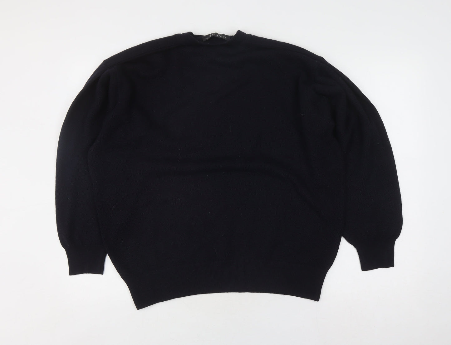 Jaeger Men's Black L Pullover Jumper, Wool Acrylic, Crew Neck