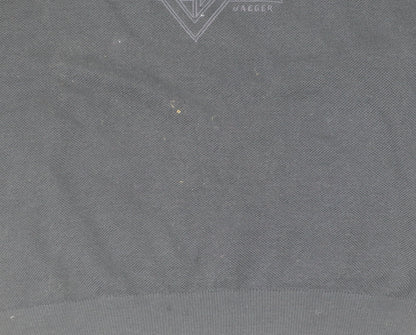 Jaeger Men's Black L Pullover Jumper, Wool Acrylic, Crew Neck