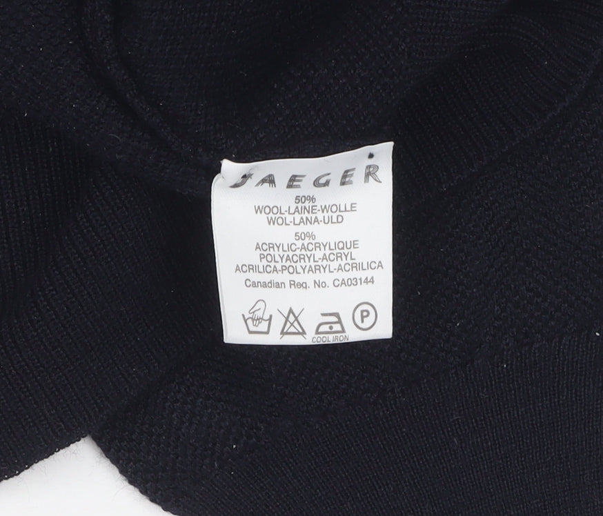 Jaeger Men's Black L Pullover Jumper, Wool Acrylic, Crew Neck
