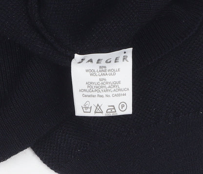 Jaeger Men's Black L Pullover Jumper, Wool Acrylic, Crew Neck