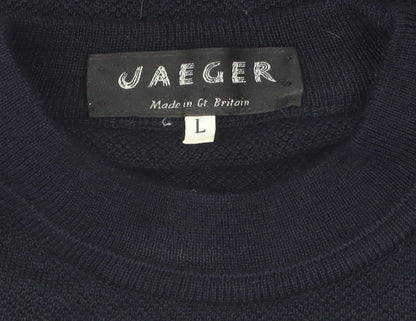 Jaeger Men's Black L Pullover Jumper, Wool Acrylic, Crew Neck