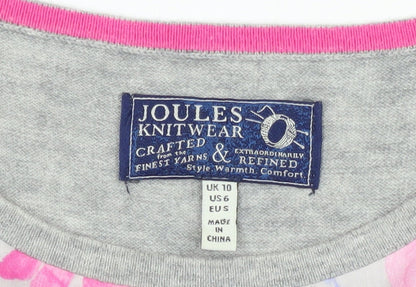 Womens UK Size 10 Joules Grey Jersey T-Shirt
