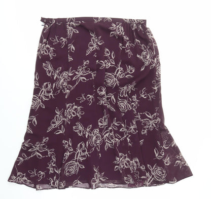 Jacques Vert Women's Purple Floral A-Line Midi Skirt