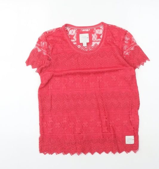 Lonsdale Women's Red Lace T-Shirt, Size S, Casual