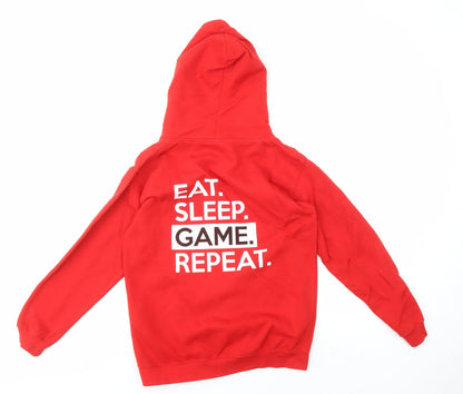 Just Hoods Boys Red XL Full Zip Hoodie with Gamer Graphic