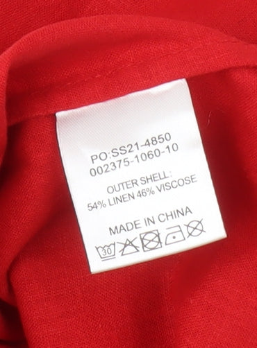 Hush Women's Red Linen Camisole Tank, UK Size 10, Summer