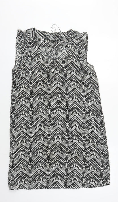 JACQUELINE DE YONG Women's Black Geometric Shift Dress L