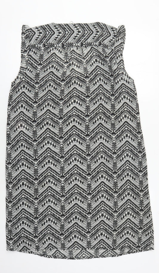 JACQUELINE DE YONG Women's Black Geometric Shift Dress L