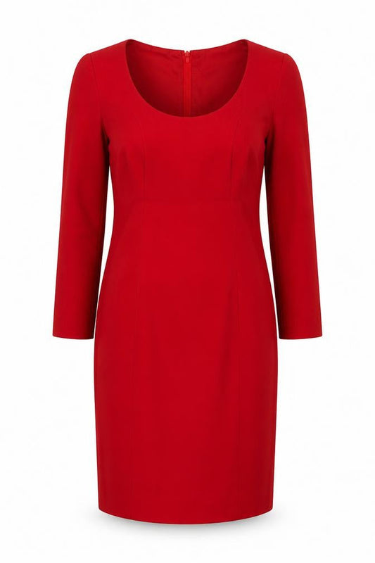 Front view of Michael Kors Women's Red Wool Sheath Dress -, size 6
