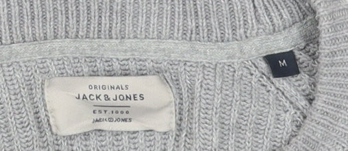 Jack & Jones Men's Grey M Pullover Tight-Knit Jumper