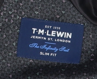 Mens UK Size 43R T.M.Lewin Regular Black Suit 2 Piece