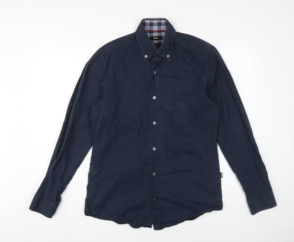 Boss Men's Blue Long Sleeve Button-Up Shirt Size S