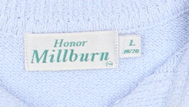 Honor Millburn Womens Blue Knit Pullover Jumper 18