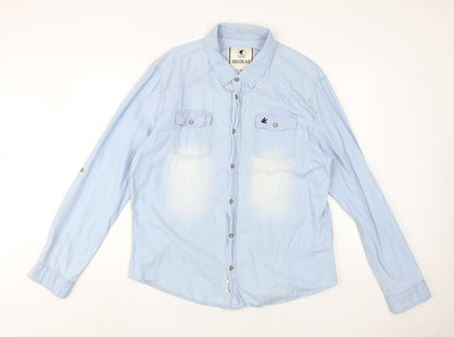 SoulCal & Co Men's Blue Striped Button-Up Shirt 2XL