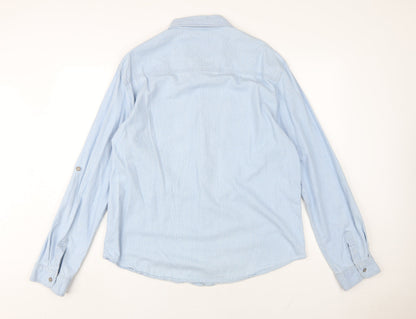 SoulCal & Co Men's Blue Striped Button-Up Shirt 2XL