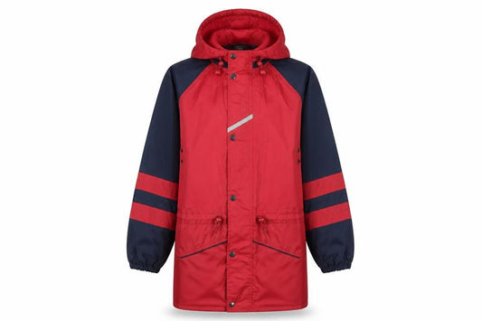 Front view of Regatta unisex red rain jacket, size 34, water resistant