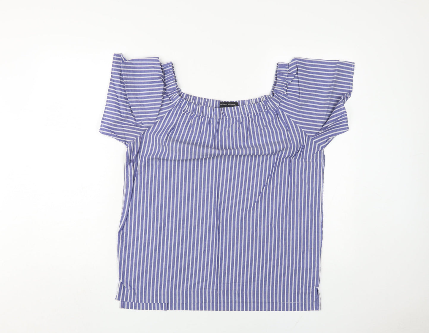 Banana Republic Women's Blue Striped Off-Shoulder Top XS