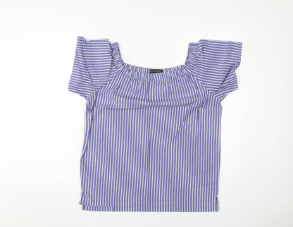 Banana Republic Women's Blue Striped Off-Shoulder Top XS