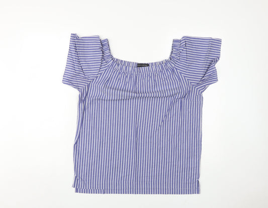 Banana Republic Women's Blue Striped Off-Shoulder Top XS